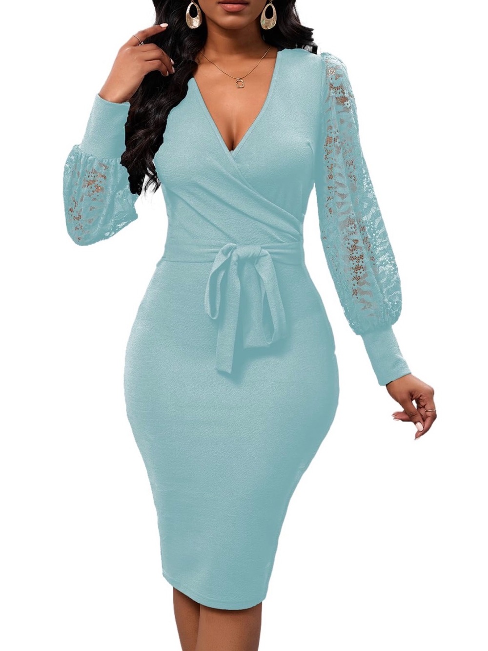 Bodycon Dress with Balloon Sleeves